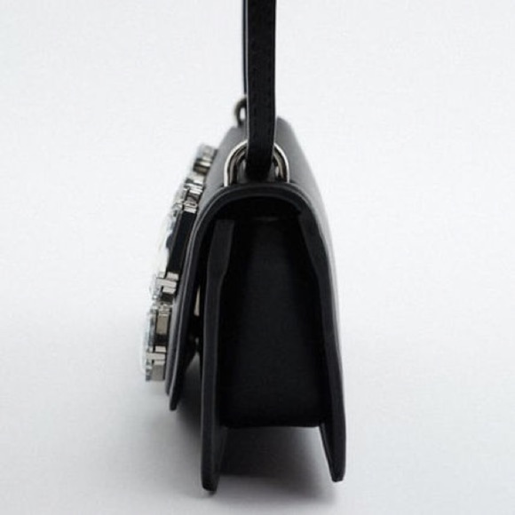 NWT. Zara Black Mini Bag with Rhinestones. - Picture 4 of 9